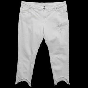 Kut From The Kloth White Katy Boyfriend Custom Distressed Jeans Size 16